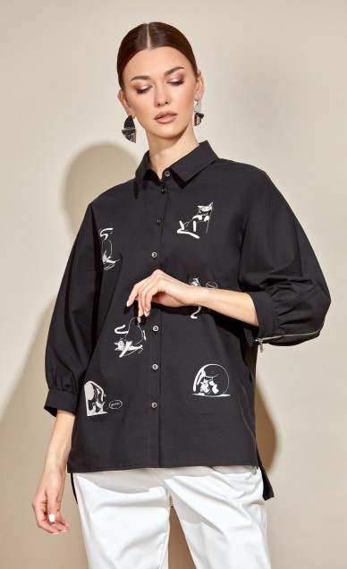 Блузы. Рубашки, KALORIS 2074-1 черный, черный