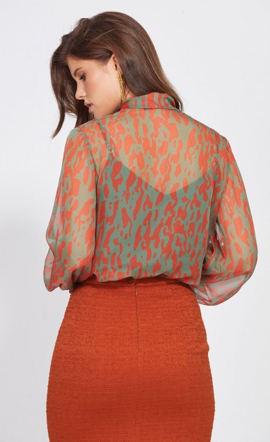 Блузы. Рубашки, EOLA 2459-1, хаки/ оранжевый