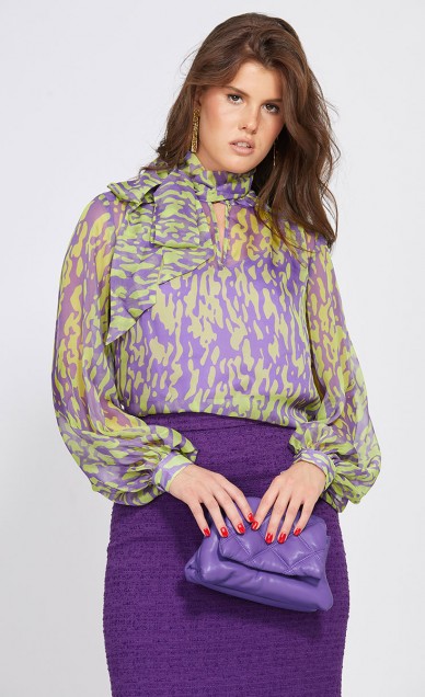 Блузы. Рубашки, EOLA 2459-2 фиолетовый/салатовый, фиолетовый/салатовый