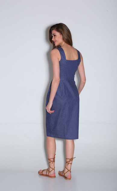 Платья. Сарафаны, Your size 2084, Синий в мелкий горох.