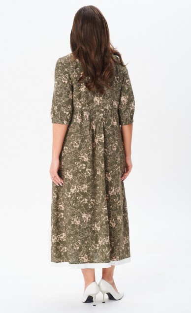 Платья. Сарафаны, Your size 2254, Цветочный принт на темно-оливковом